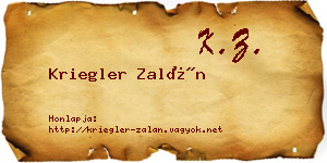 Kriegler Zalán névjegykártya